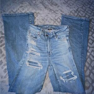 American Age Women's Light Blue Distressed Skinny Jeans